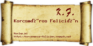 Korcsmáros Felicián névjegykártya